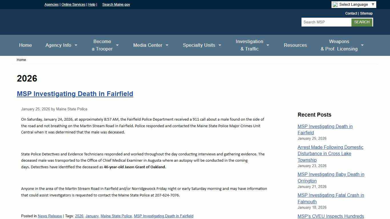 2026 Maine State Police